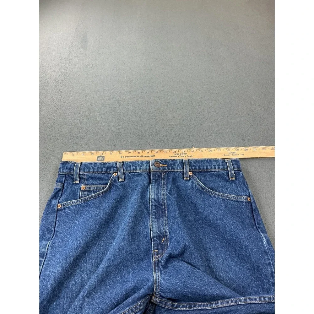 Levis Shorts Mens 40 Blue Dark Wash Denim Bermuda Frayed Hem 12 Inseam